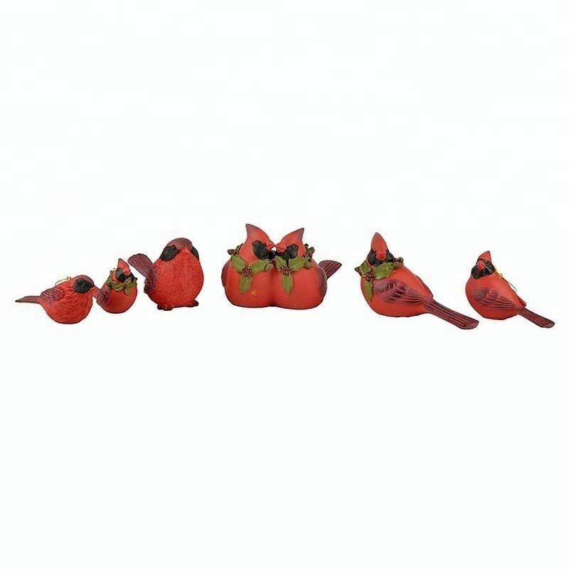 Resin Cardinal Red Bird Couple for Christmas Decorations