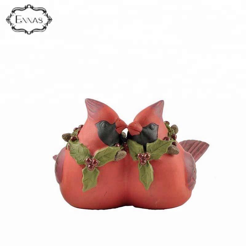 Resin Cardinal Red Bird Couple for Christmas Decorations