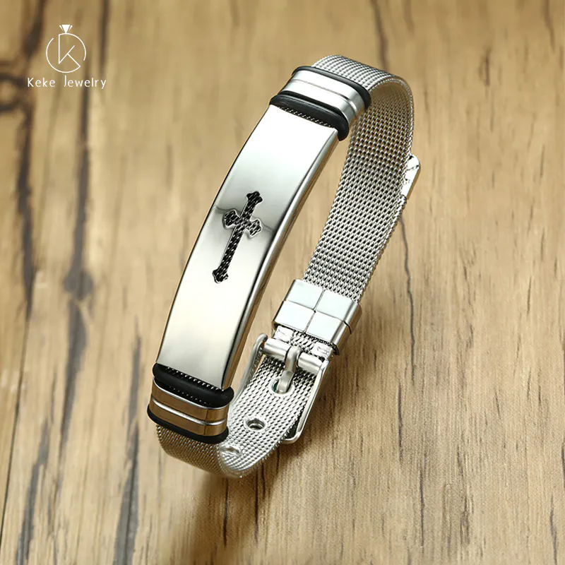 Fashion simple trend men's bracelet titanium steel cross adjustable bracelet mixed batch BR-519