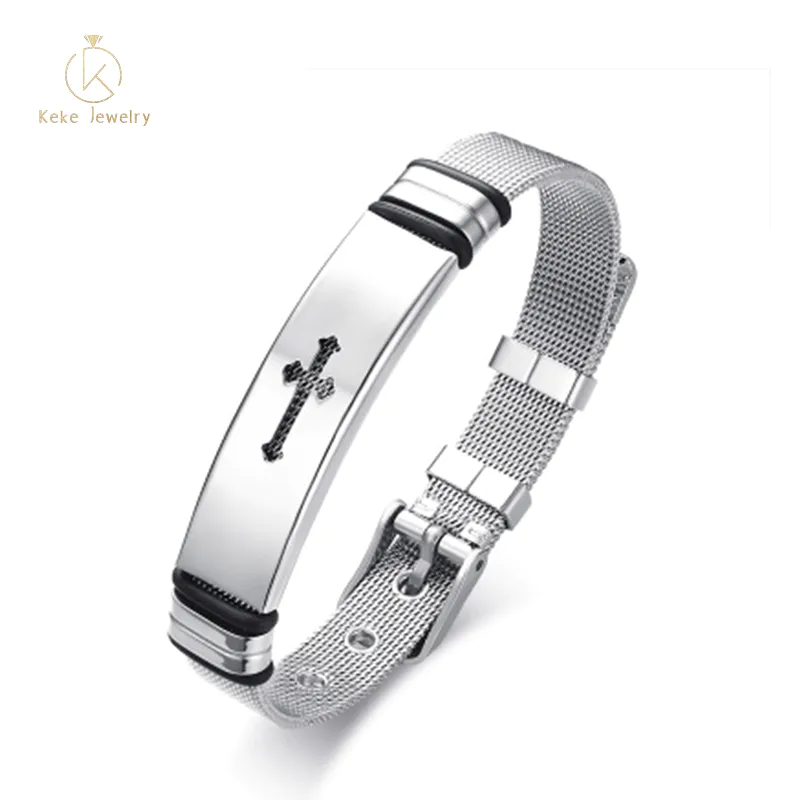Fashion simple trend men's bracelet titanium steel cross adjustable bracelet mixed batch BR-519