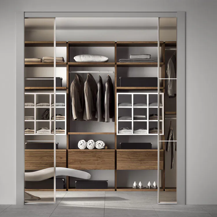 China Factory Price Wood Clothes Cabinet 2 Door Wardrobe With Mirror Steel Cupboard Designs Bedrooms
