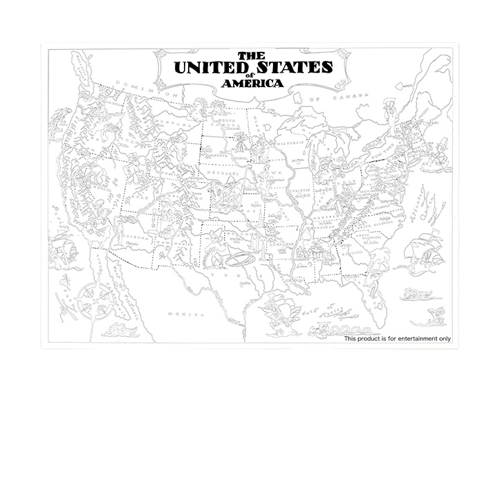 Large Map of The United States,Coloring Poster for Kids,USA MapColoring Poster Wall