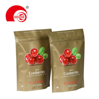 Custom Printed Fruit Packaging Pouch Dried Cranberries Bag with Resealable Ziplock