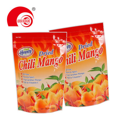 Stand Up Dried Fruit Packaging Bag Dried Chili Mango Package Doypack with Zipper Tear Notch