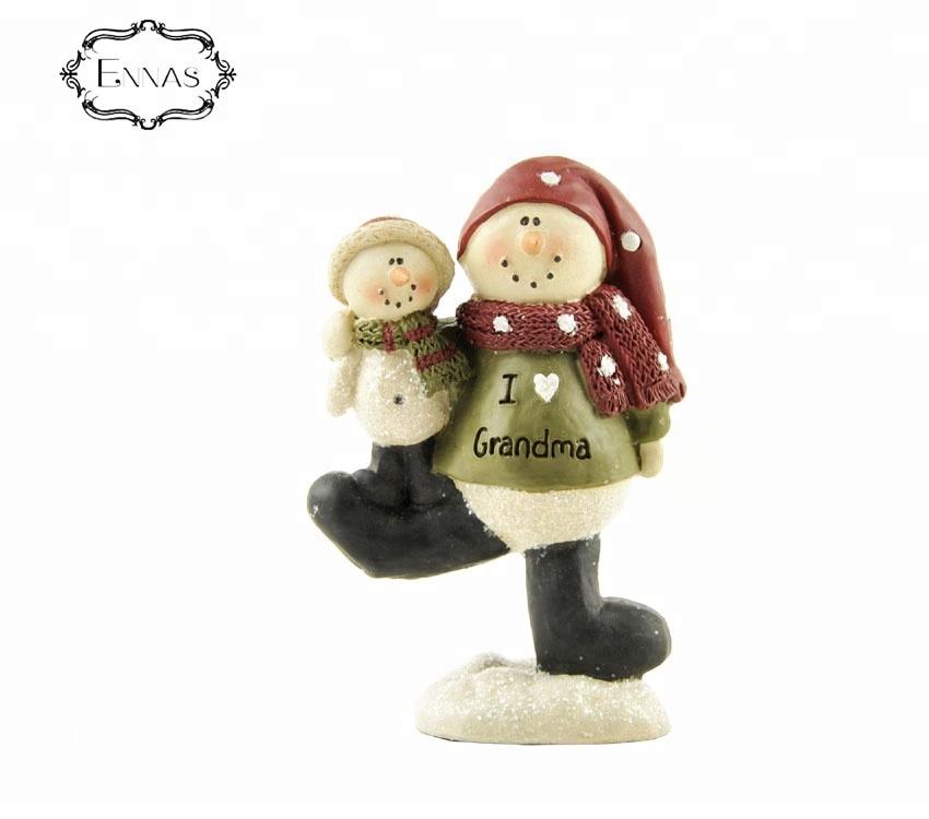 Dear loved grandmother and grandson resin snowman ornament Christmas gift