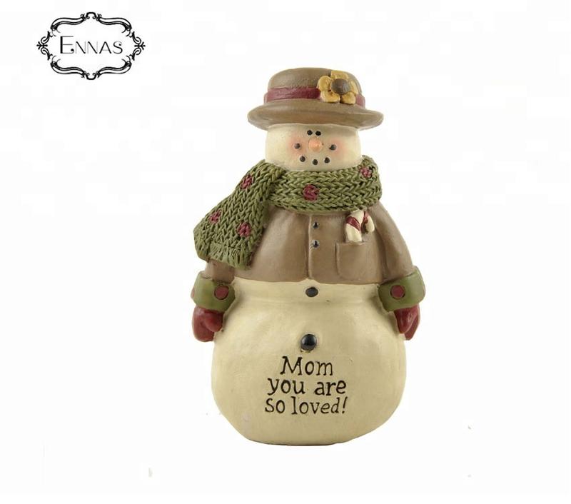 Polyresin Love Theme Mom Snowman Statue for Christmas