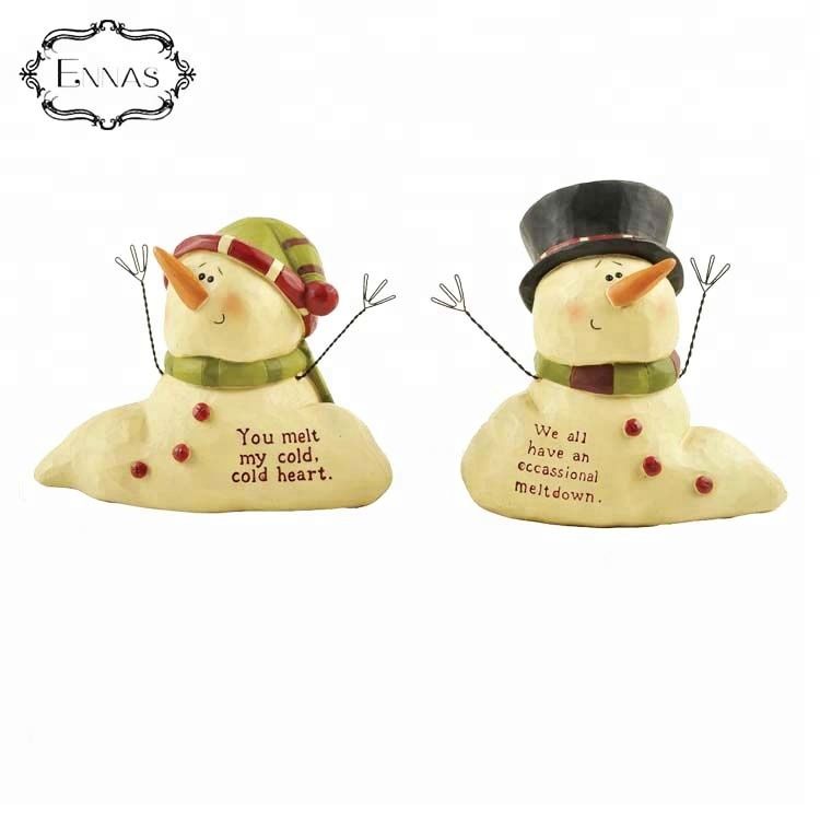 Seated cute couple small nephew little snowman Christmas home decoration Christmas gift resin crafts