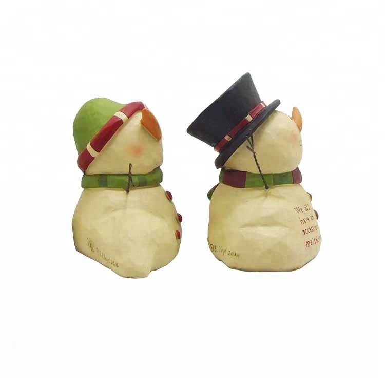 Seated cute couple small nephew little snowman Christmas home decoration Christmas gift resin crafts