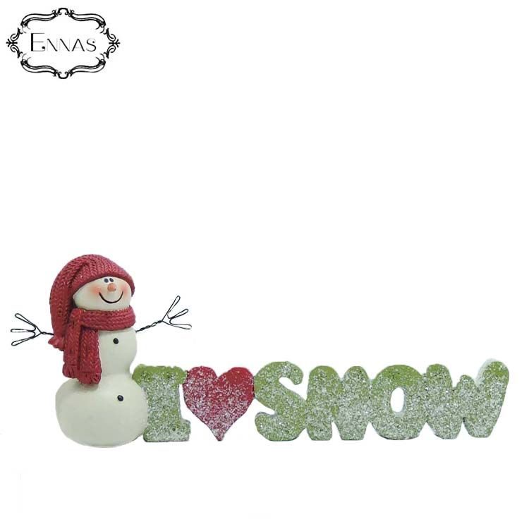 Resin figureof I love snow with snowman Christmas decoration supplies