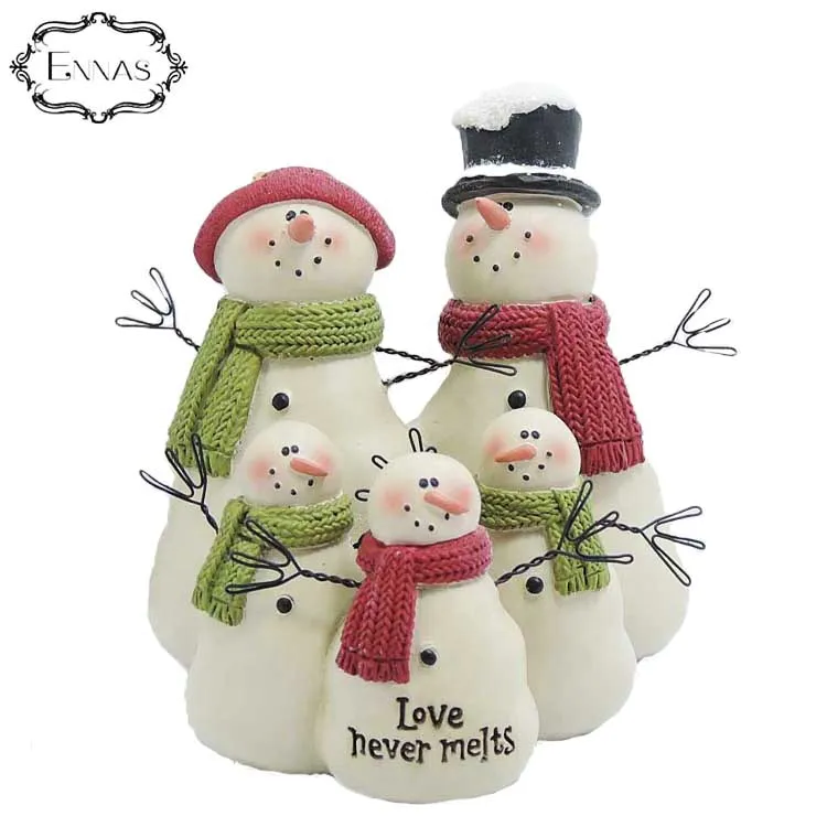 Love never snowmen with three children resin figuresnowmen Christmas decoration supplies