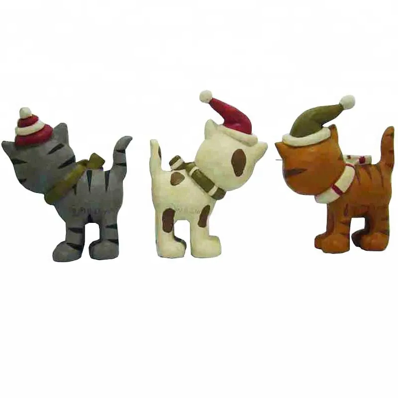 Newest Personalized resin Cute S/3 Christmas Cats Ornaments with holiday hats scarves