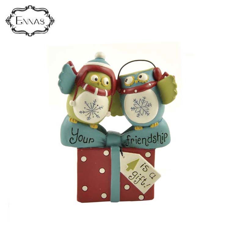 Owls statue with 'your friendship' present animal crafts room display accessories