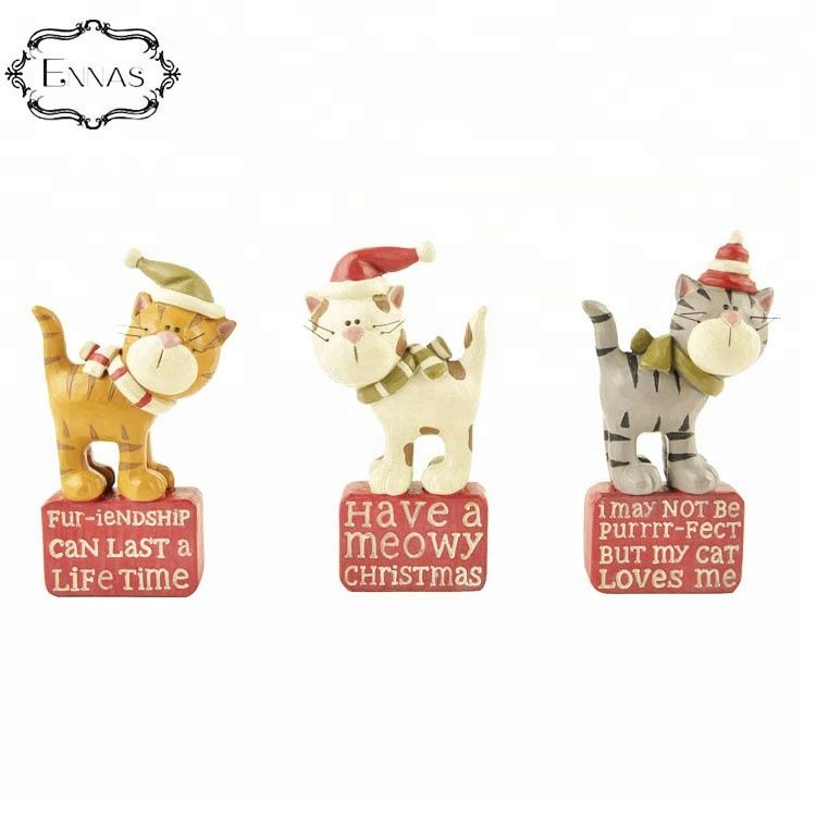 Factory custom madelittle cat resin figurine Christmas ornament