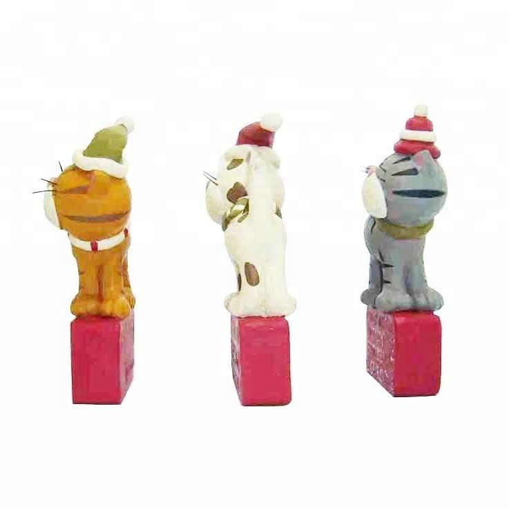 Factory custom madelittle cat resin figurine Christmas ornament