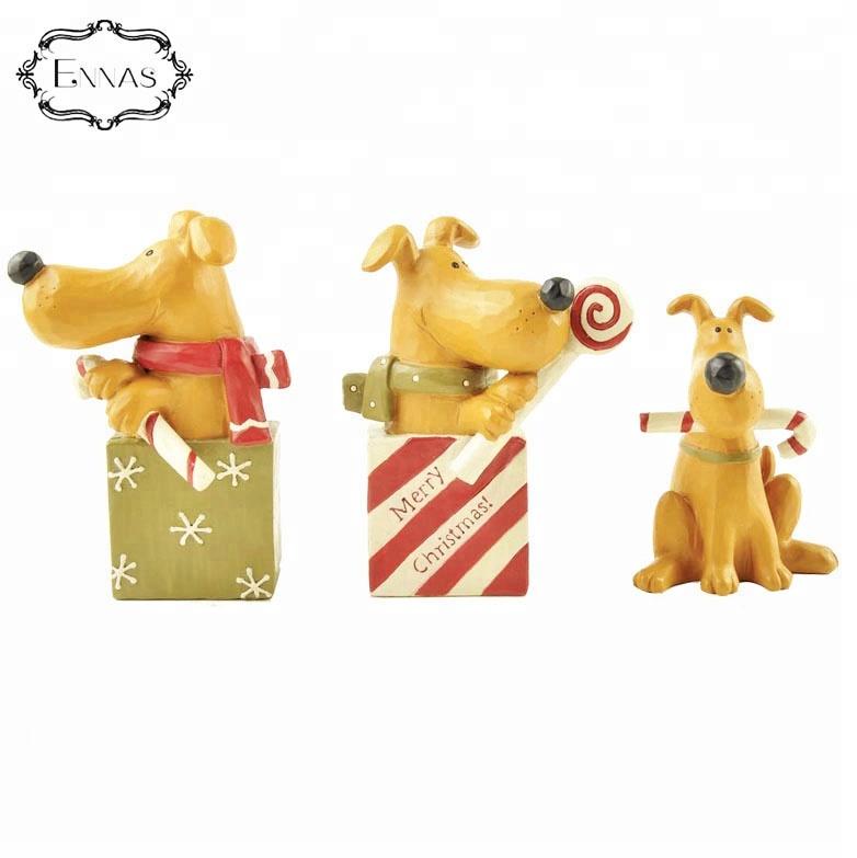 Holiday polyresin noel Christmas decorative Animated Santa dog figurine