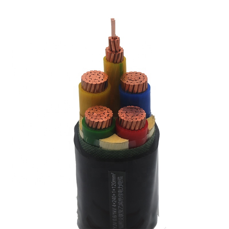 YJV4X240+1X120mm online shop china low voltage copper cable XLPE underground for industrial pe insulation cable price per meter