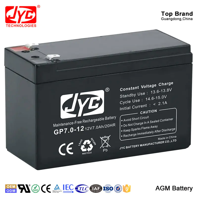 JYC Battery Manufacturers 12V7AH SFM AGM Rechargeable Battery GP-1270 for EPS and UPS