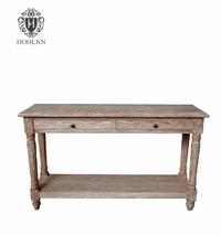 French country Glass Elegant white washpainted furniture Console Table For Sale