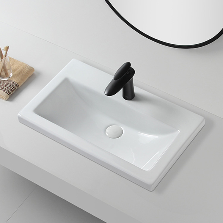 Ceramic square table top basin bathroom sink
