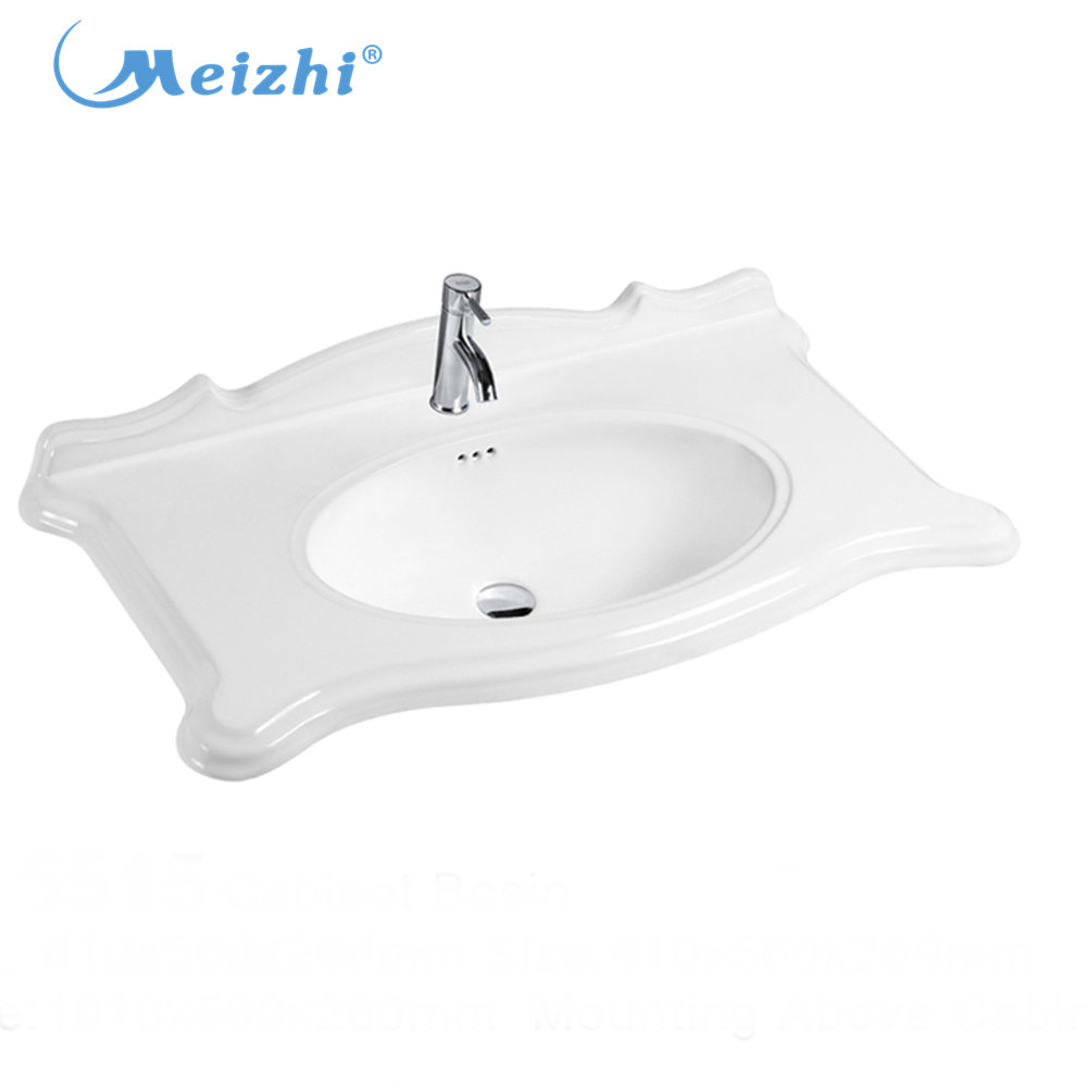 High Quality Rectangular Top Bathroom Ceramic Sink