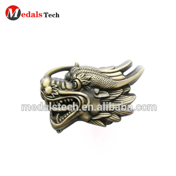 Design Your Own Custom Metal 3D Antique Gold dragon Head Belt Buckles