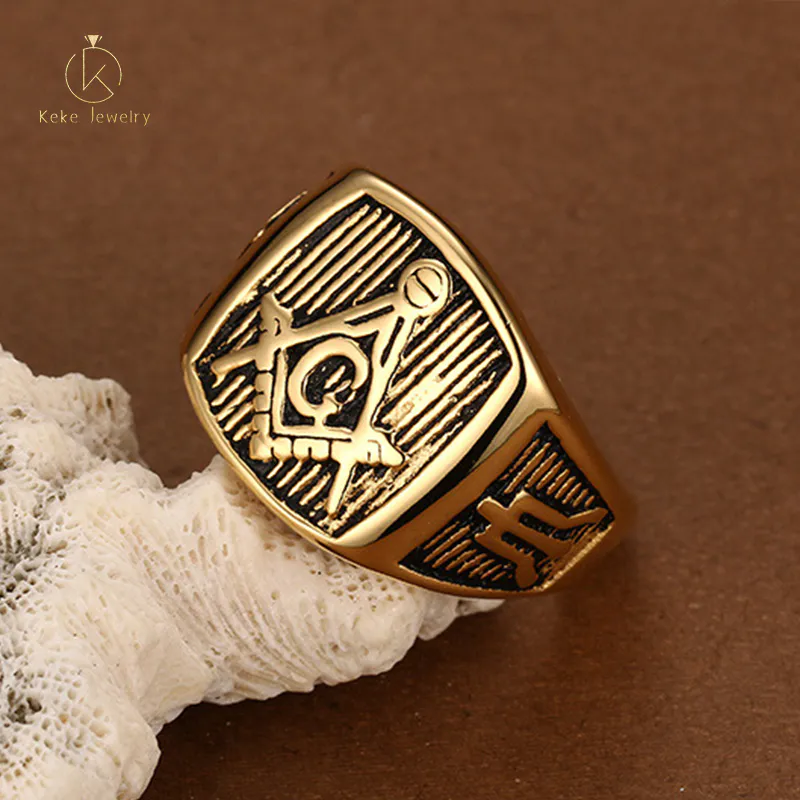 European and American casting Masonic stainless steel men's ring wholesale RC-160