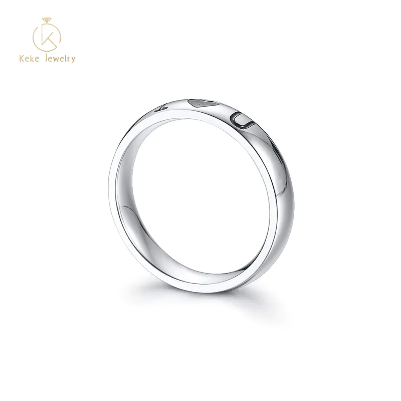 Manufacturer Wholesale Simple stainless steel I love U character couple ring R-502