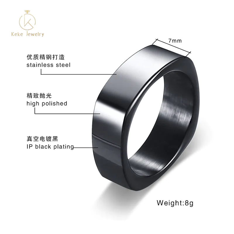 Punk style titanium steel square stainless steel fashion men's ring with lettering RC392