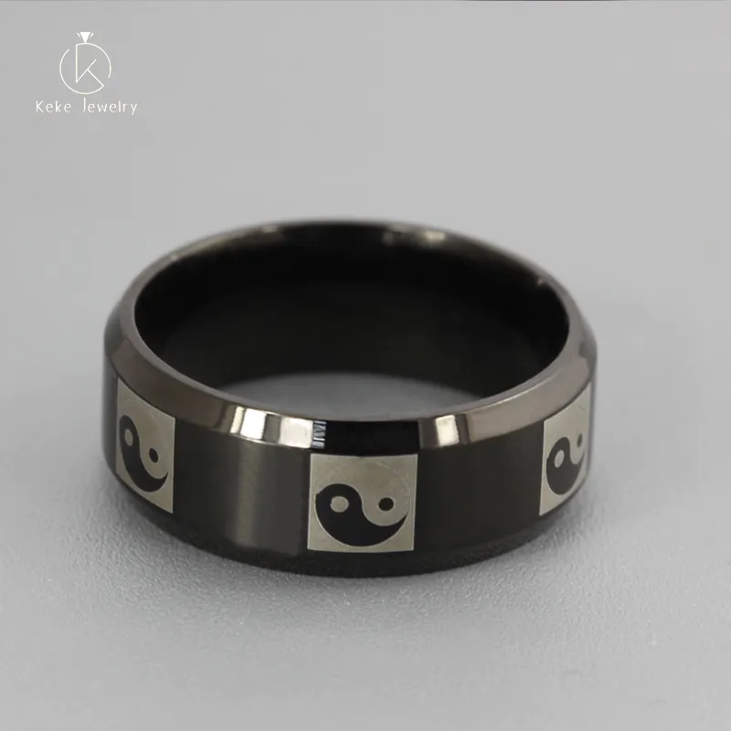 Religious ring wholesale stainless steel fashion personality titanium steel gossip pattern design men's ring R-039