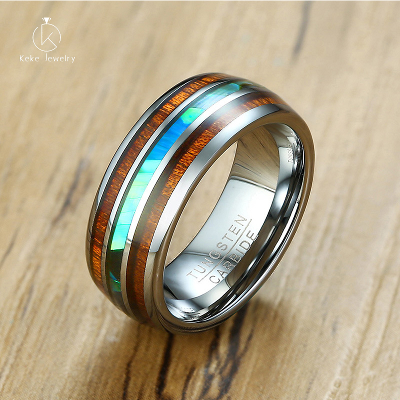 Factory direct 8MM Tungsten Steel Wood Grain Shell Casting Ring TCR-077