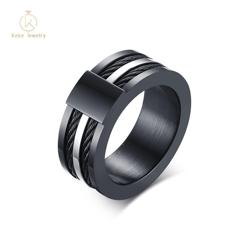 Factory direct supply wholesale 9mm stainless steel black Wia casting men's creative ring R-169