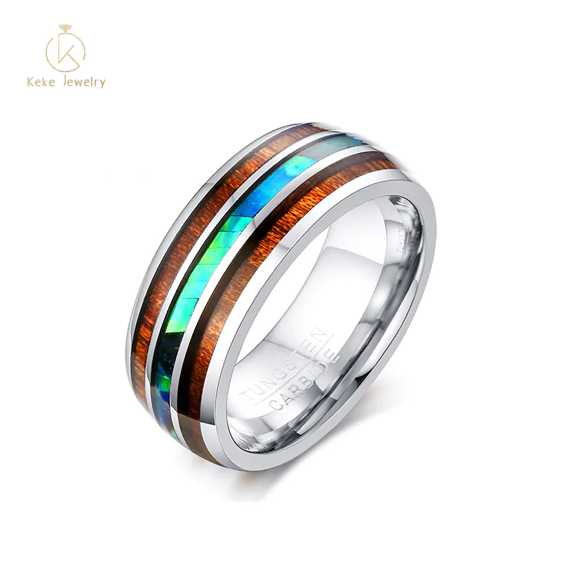 Factory direct 8MM Tungsten Steel Wood Grain Shell Casting Ring TCR-077
