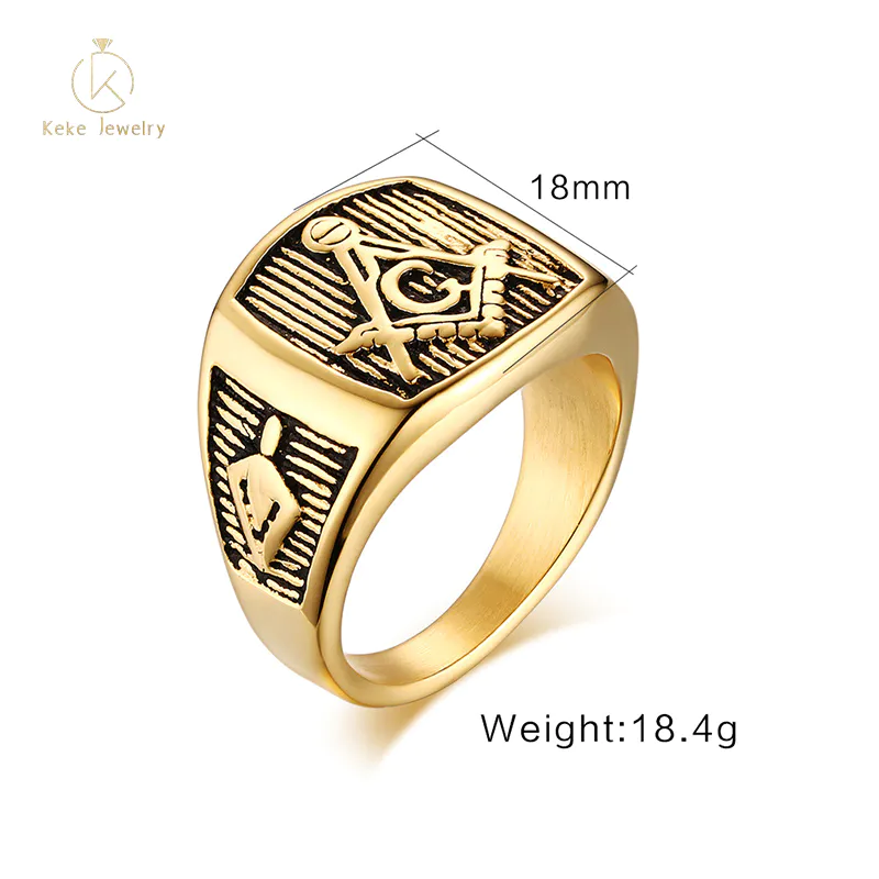European and American casting Masonic stainless steel men's ring wholesale RC-160