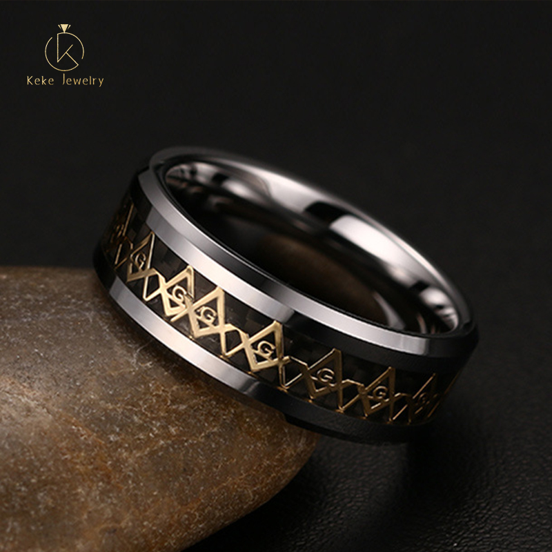 Wholesale Appearance Of Beautiful Tungsten Steel Masonic Men's Ring TCR-010G