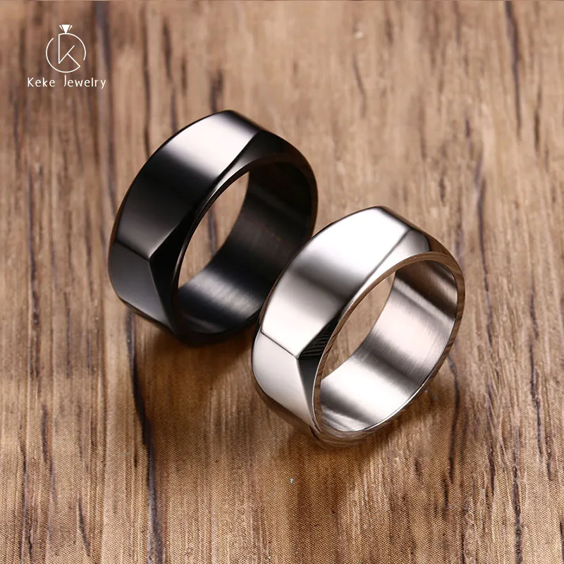 Wholesale Cheap Simple design width 8MM titanium steel men's engraving ring R-383