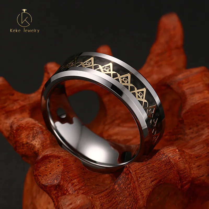 Wholesale Appearance Of Beautiful Tungsten Steel Masonic Men's Ring TCR-010G