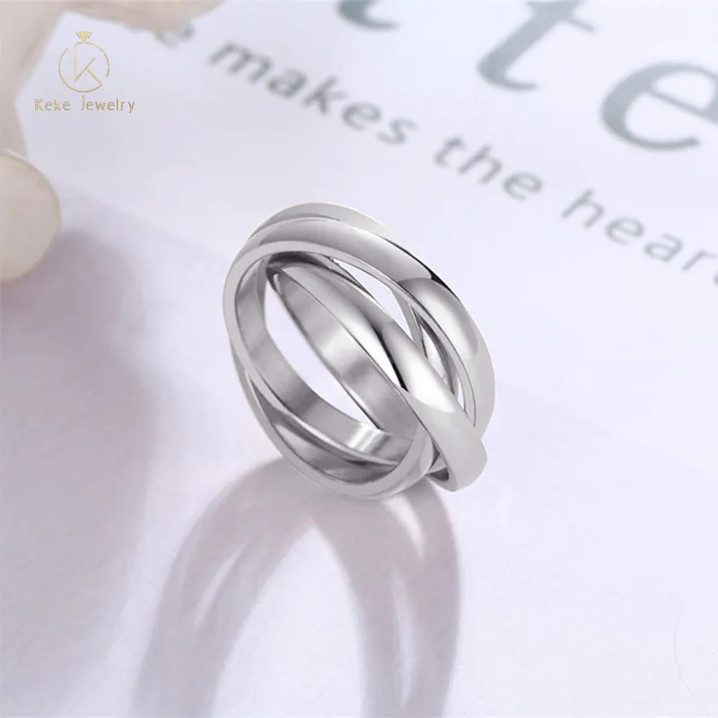 China ODM stainless steel Three-layer wraparound Plated Ring R-054S