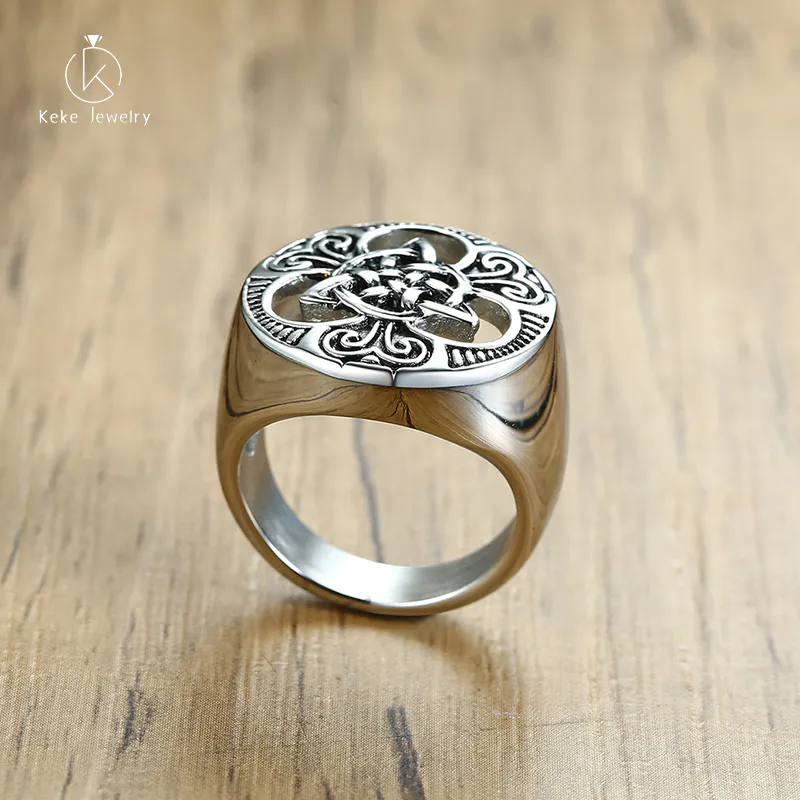 Wholesale European and American personality titanium steel Celtic knot casting men's ring RC-447