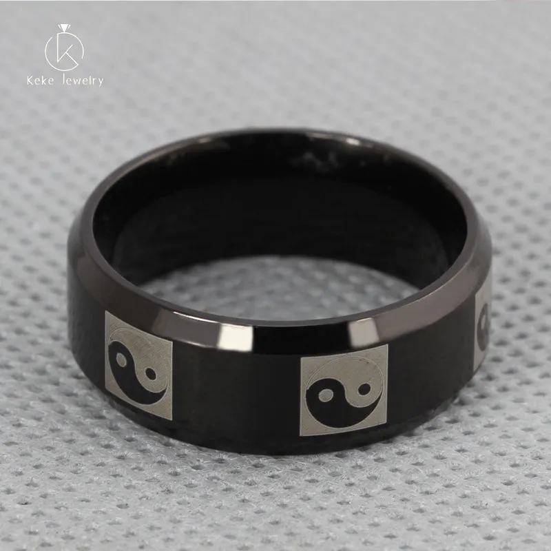 Religious ring wholesale stainless steel fashion personality titanium steel gossip pattern design men's ring R-039