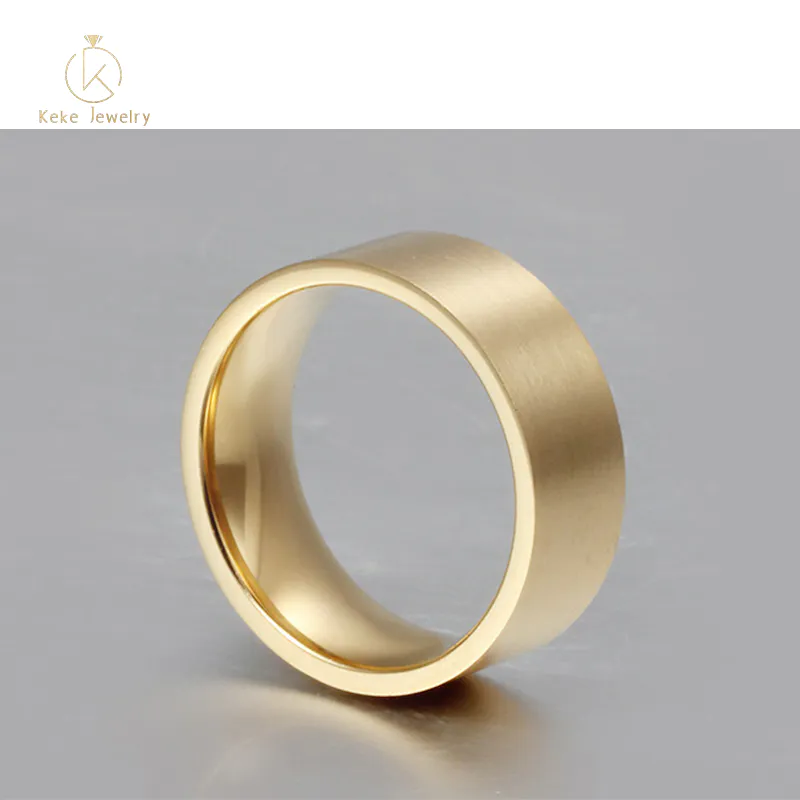 Factory direct Men's simple plating 18k gold ring titanium steel fashion engraving ring R-087