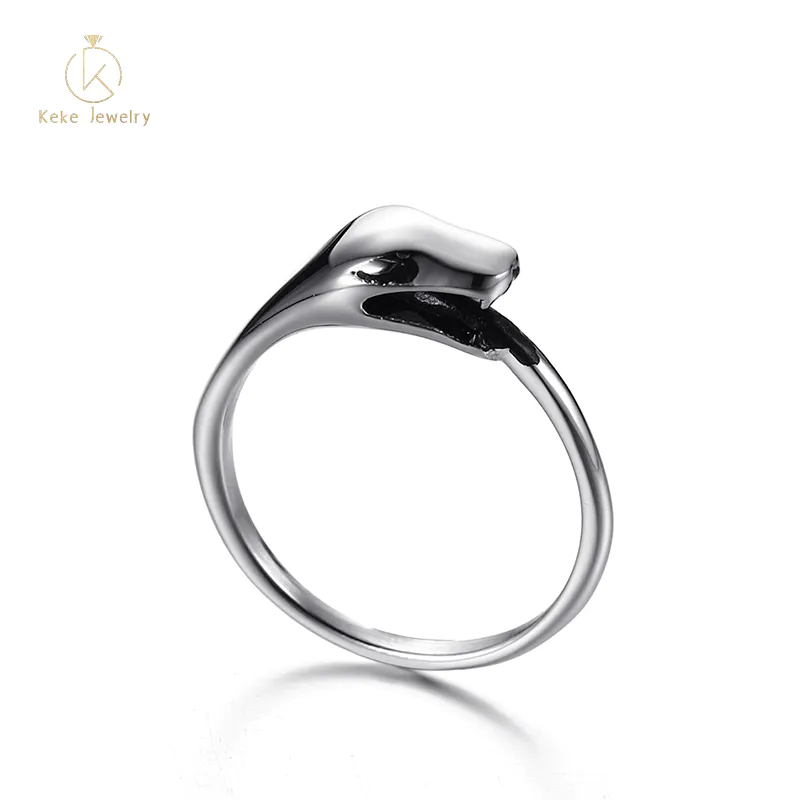 High Quality Silver 6.7MM Titanium Steel Snake Shape Male and Female Personality Korean Ring RC-384