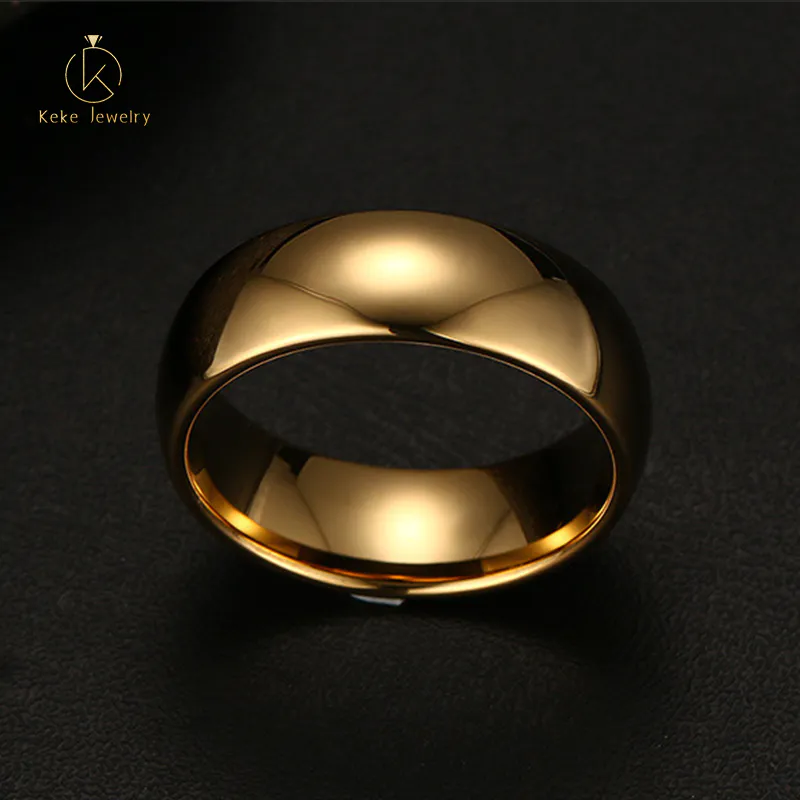 Spot Wholesale 8mm Gold Engraving Unisex Ring TCR-001G