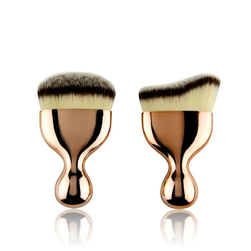 Curved foundation brush private label synthetic hair big size flat foundation brush