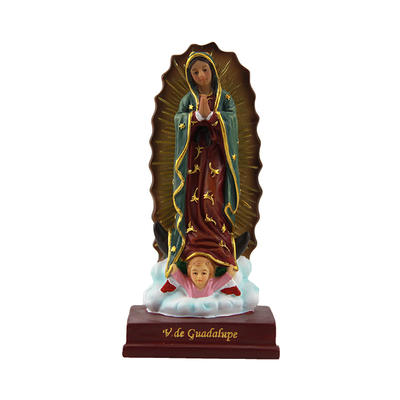 European decoration desktop ornament Virgen De Guadalupe 13 cm in Wood Style Base statue