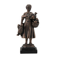 Small size statue of lady with goose in bronze color custom color statue home decoration lady statue