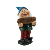 Gnome with welcome sign boards small gnome figurines funny resin children garden statues
