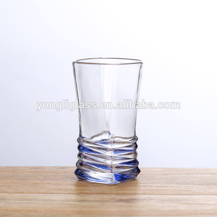 Good quality 200ml custom whiskey glasses with twisted colored bottom, clear wine glass with cheap factory price