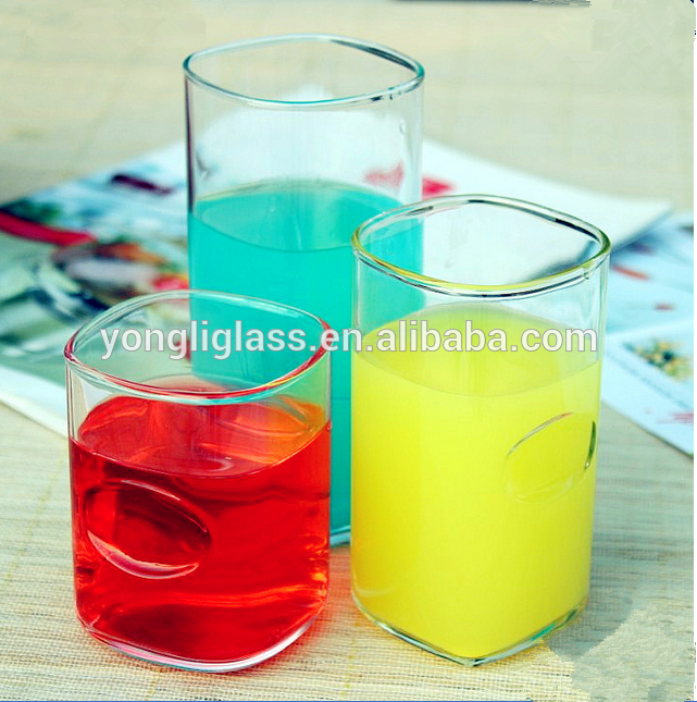 Square shaped drinking glass , Convenient finger print glass , square whiskry glass