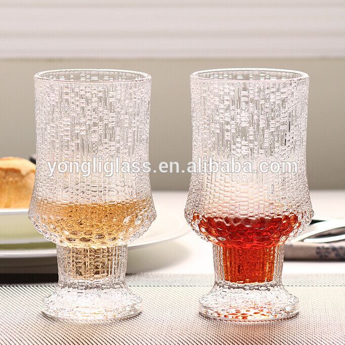 290ml vintage style trophy shaped embossed whisky glass novelty designed whiskey glass