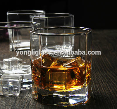 High quality square whisky glasses , drinking wine glass Octagon cup with custom logo